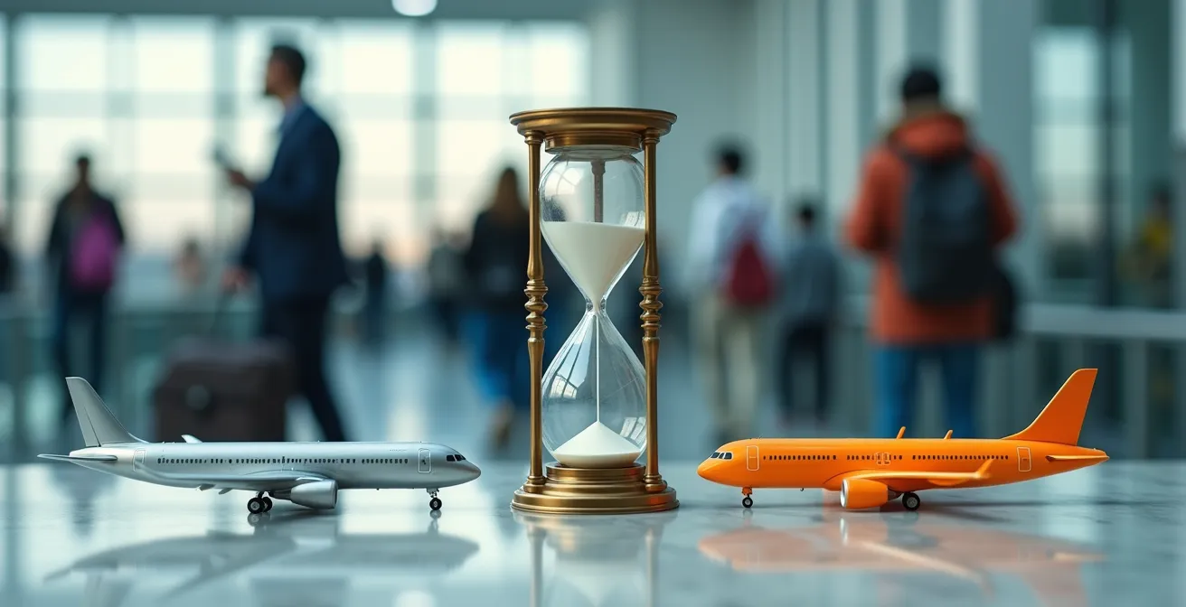 Pannello informativo aeroportuale che mostra orari di volo con ritardi evidenziati