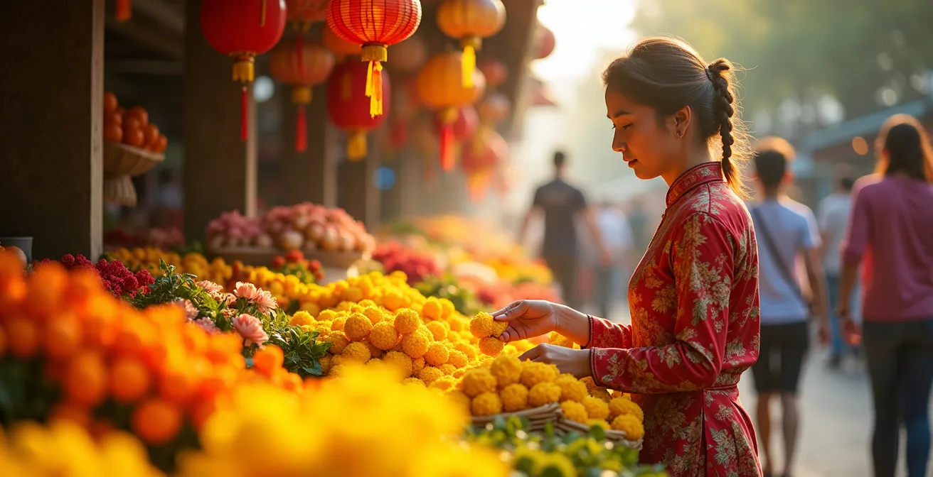 Mercato dei fiori di Quang Ba ad Hanoi prima del Tet