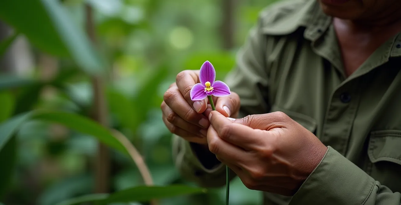 Orchidee rare nel loro habitat naturale della foresta vietnamita