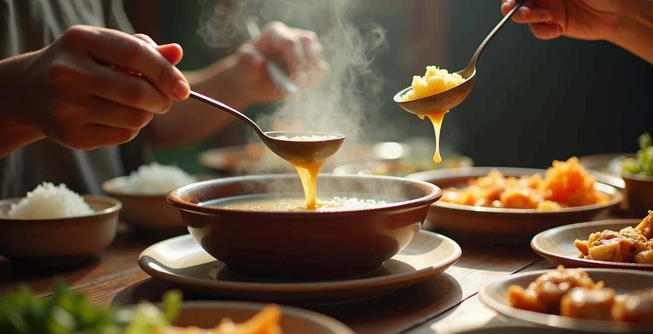 Zuppa Canh servita durante un pasto familiare vietnamita